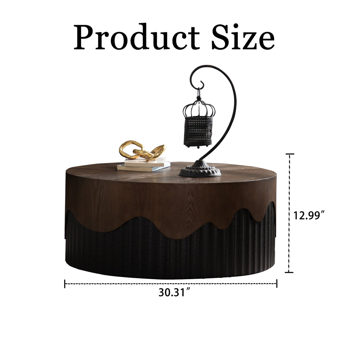 Handcrafted Round Coffee Table with Sturdy Design - Walnut