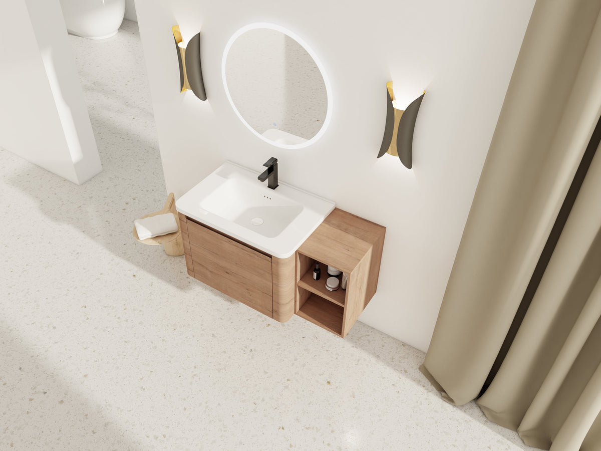 40'' Wall-Mounted Bathroom Vanity with Storage - Plywood