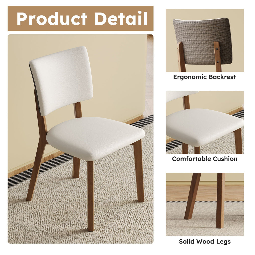 Dining Chair Set of 2 - White / Deep Walnut