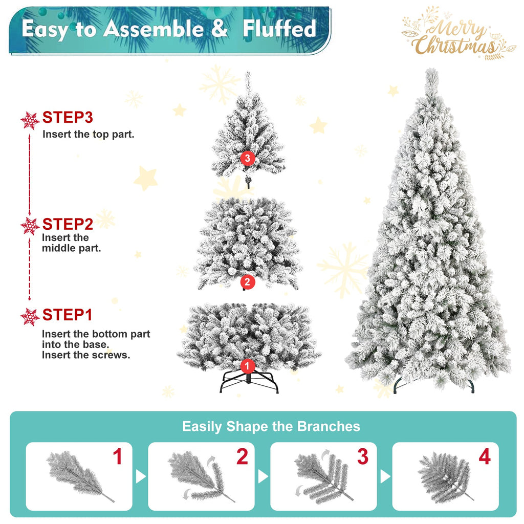 4FT Flocked Christmas Tree with 150 Warm White LED Lights