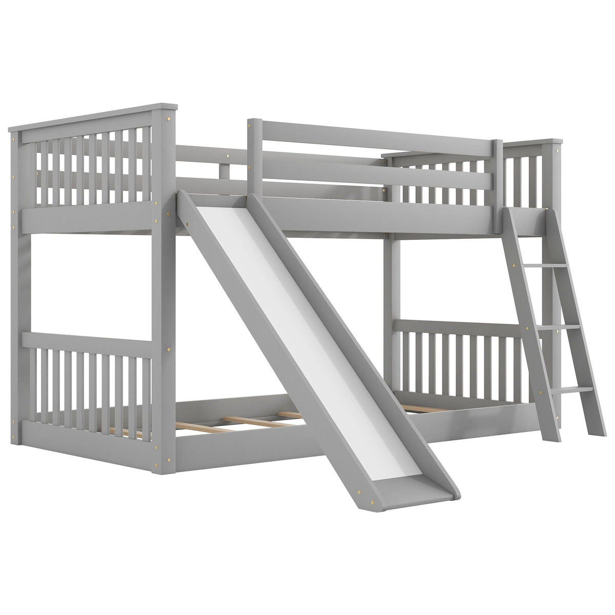 Bunk Bed with Convertible Slide and Ladder - White or Dark Gray