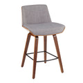 Mid Century Modern Counter Stool with Padded Upholstered Seat - Gray or Dark Gray