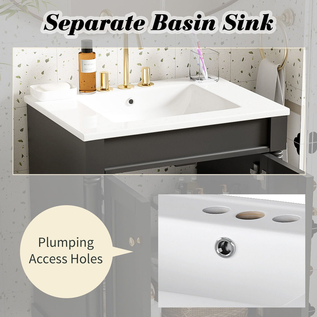 Bathroom Vanity With Top Sink and Two-Tier Storage Cabinet - Multiple Colors
