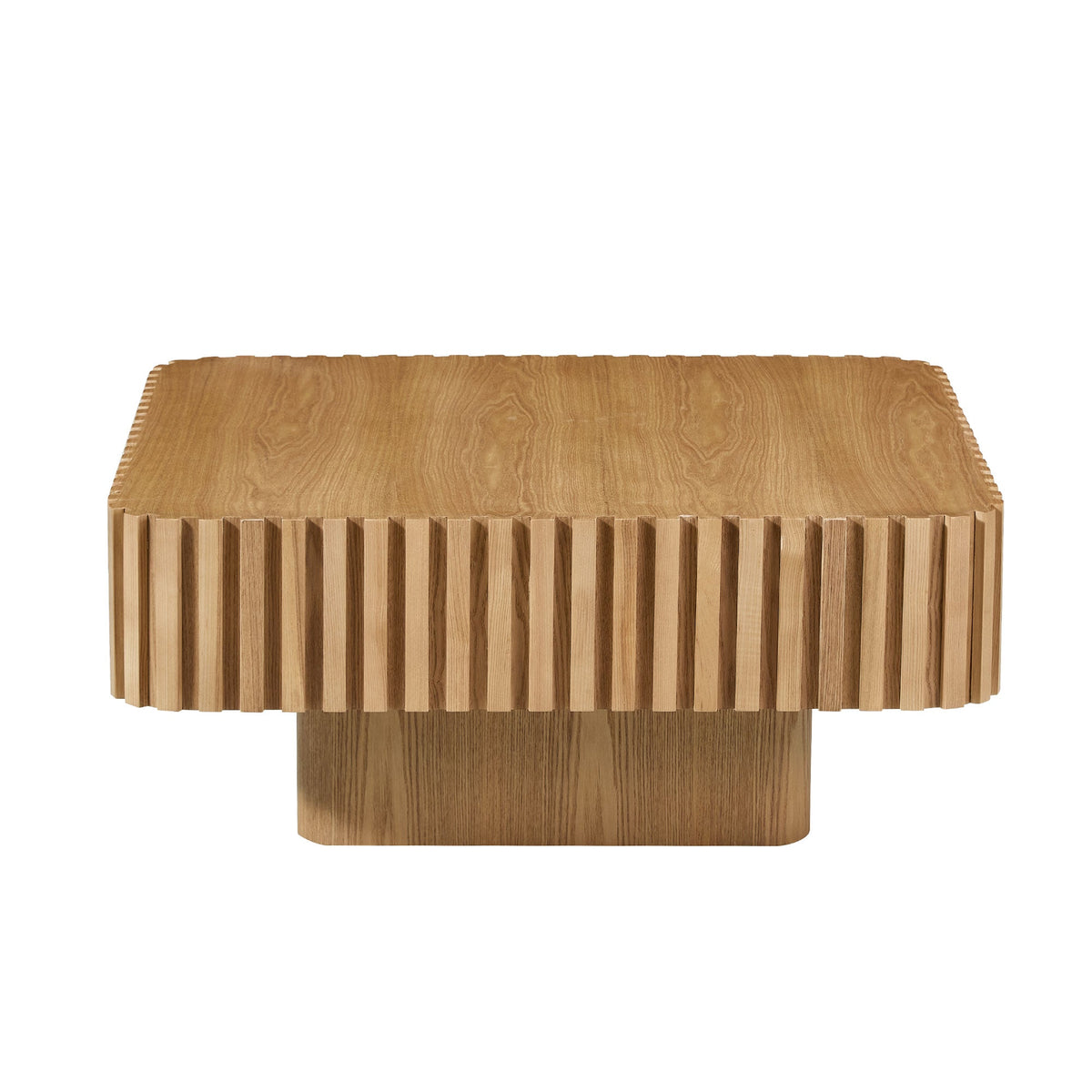 Modern Handcraft Drum Coffee Table with MDF Construction - Natural