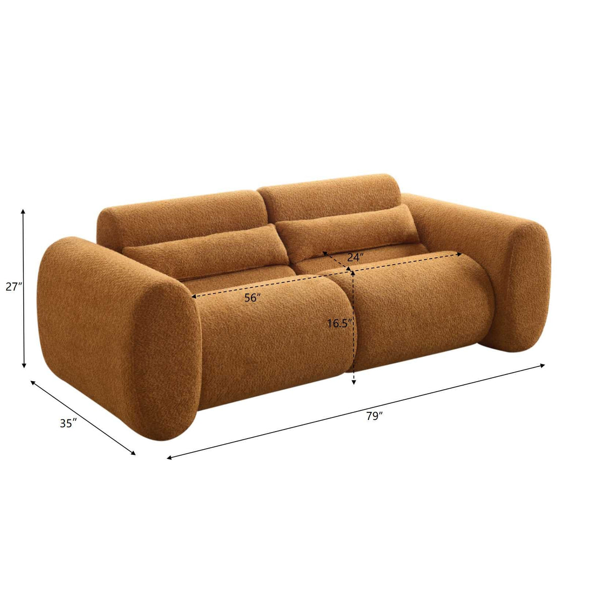 Curved Boucle 3-Seater Sofa with Cloud-Like Cushions - Nomad