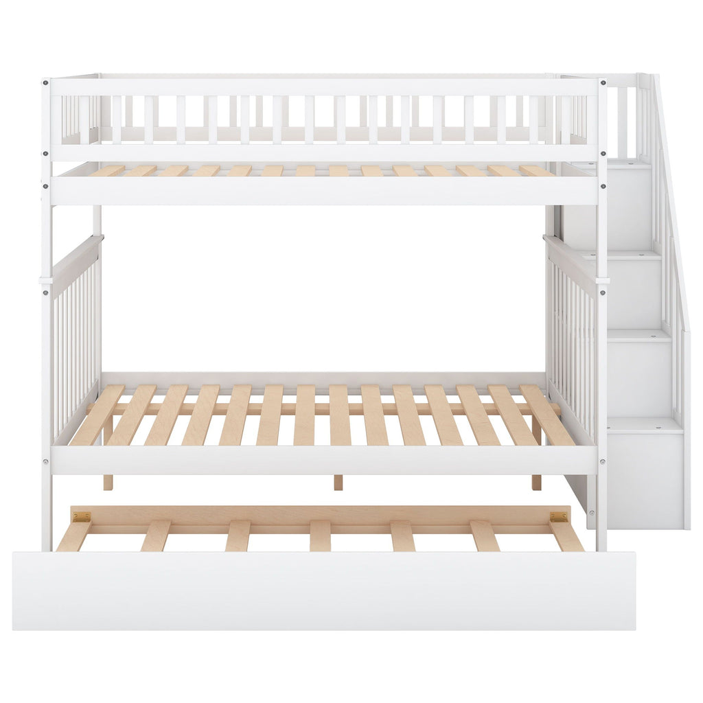 Bunk Bed with Staircase and Storage Options - Dark Gray or White