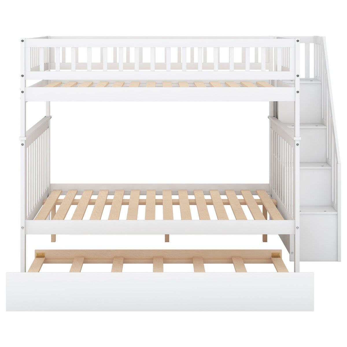 Bunk Bed with Staircase and Storage Options - Dark Gray or White