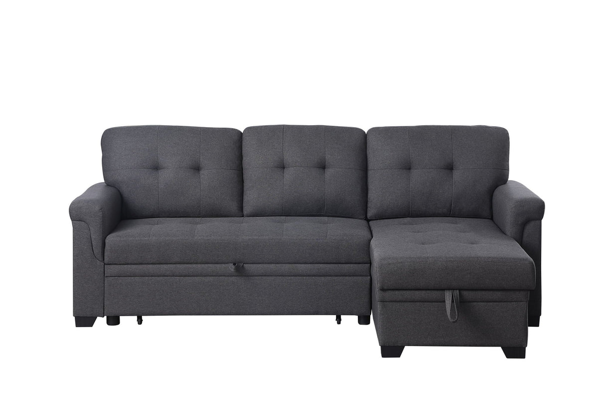 Lucca Reversible Sleeper Sectional Sofa With Storage Chaise