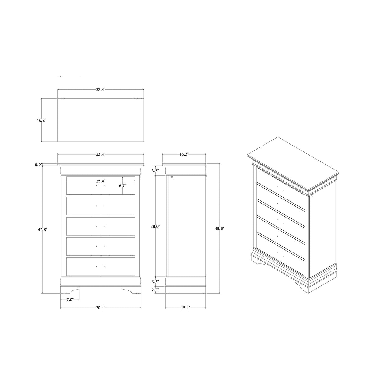 Charlston Accent Chest with LED Lighting – White or Blue