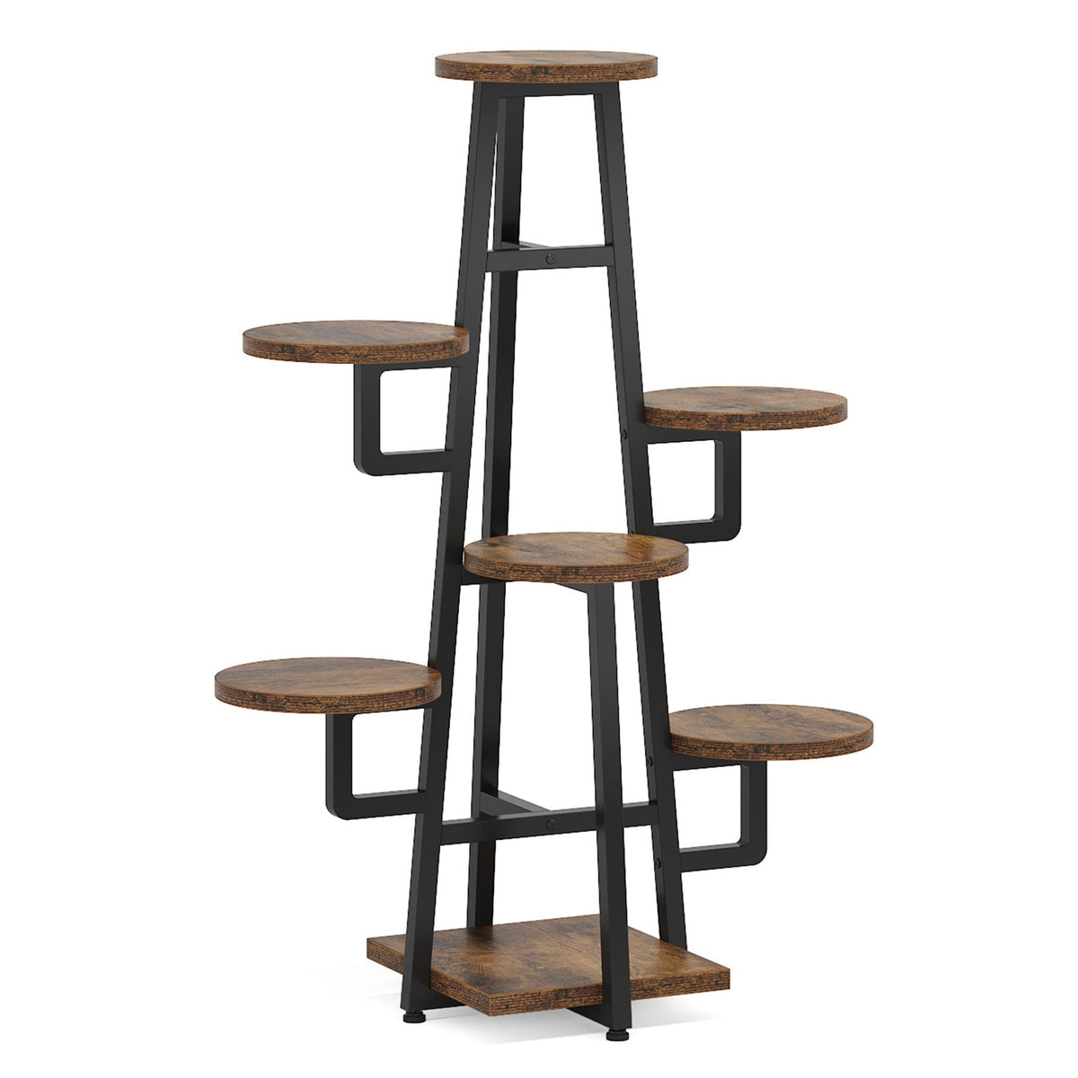 7 Tier Corner Plant Shelf with High Low Design - Dark Brown or White