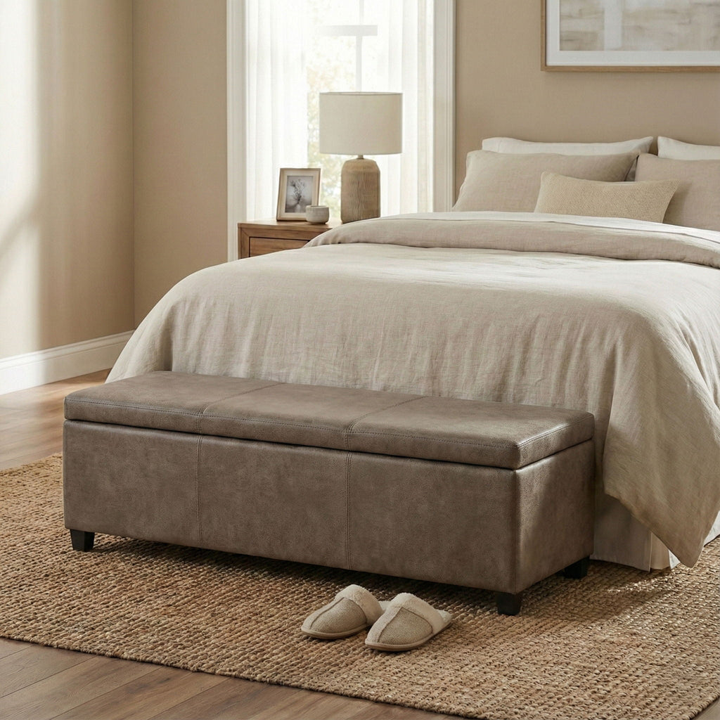 Avalon Contemporary Storage Ottoman Bench with Large Storage - Black, Dark Brown, Dark Gray