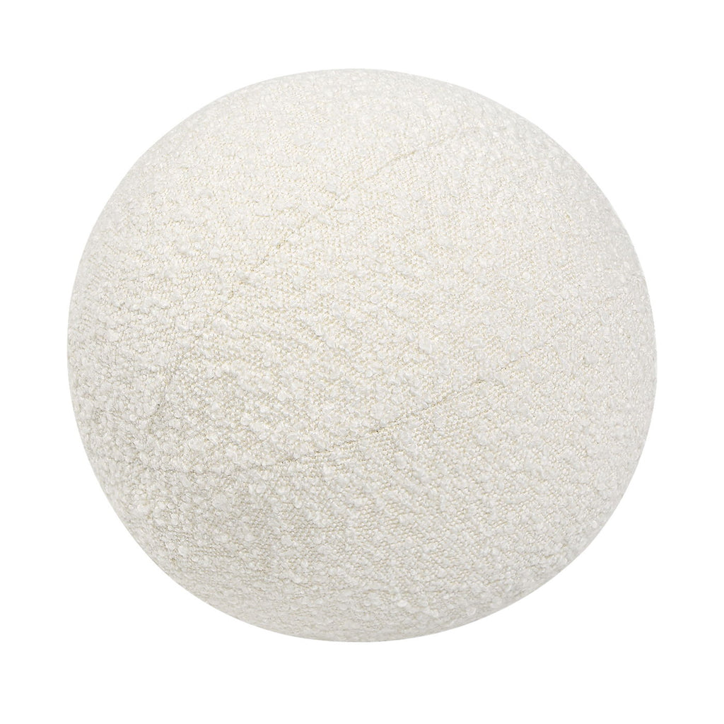 Round Sphere Accent Ball Throw Pillow with Faux Sheepskin - White, Dark Green, Light Brown