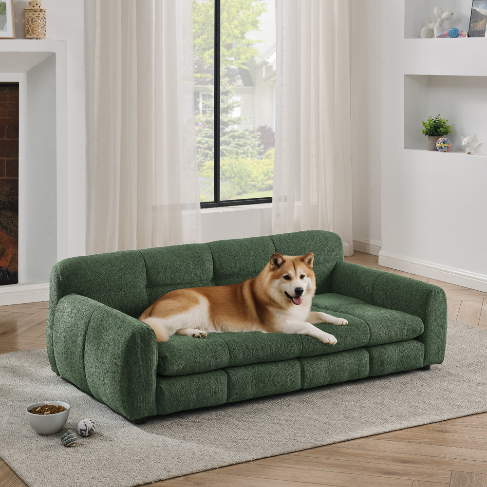 Soft and Comfortable Pet Bed for Big and Oversized Dogs with Armrests - Olive Green