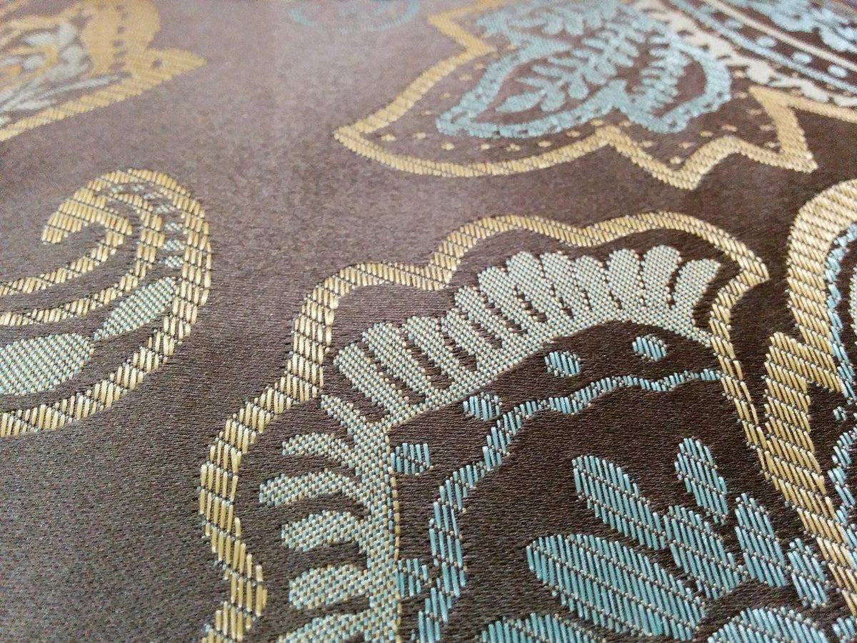 Tache Chenille Elegant Paisley Floral Striped Brown Blue Eastern Comforter Set With Zipper Cover (14070)