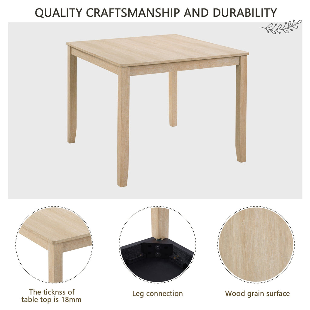 Modern 5-Piece Wooden Dining Table Set with Upholstered Chairs - Light Oak