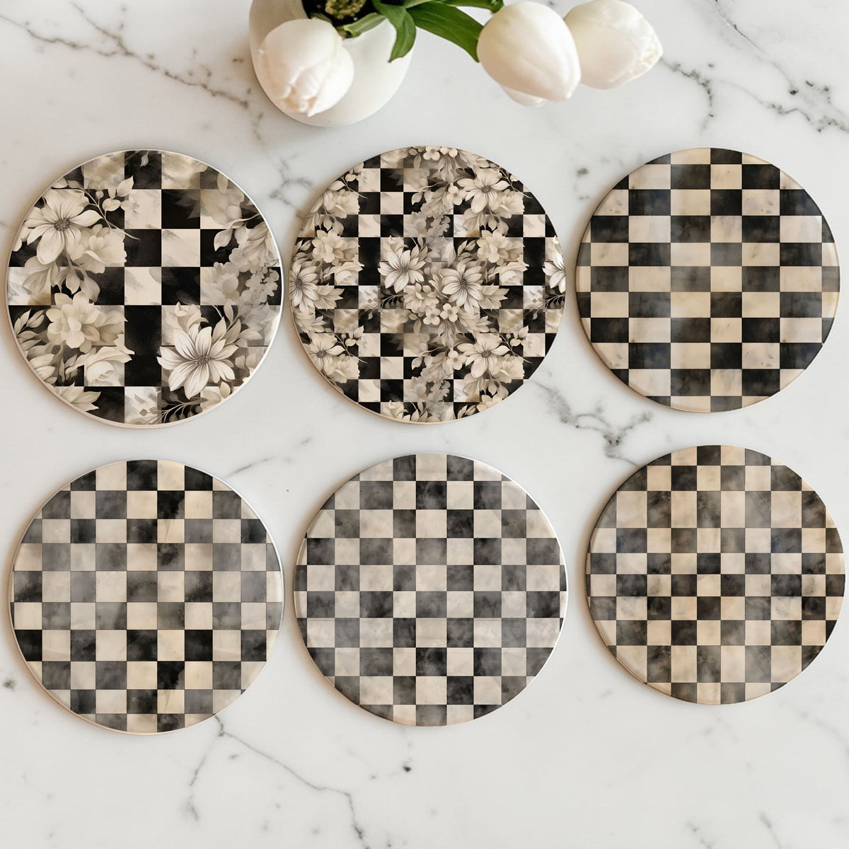 Courtly Check Coasters