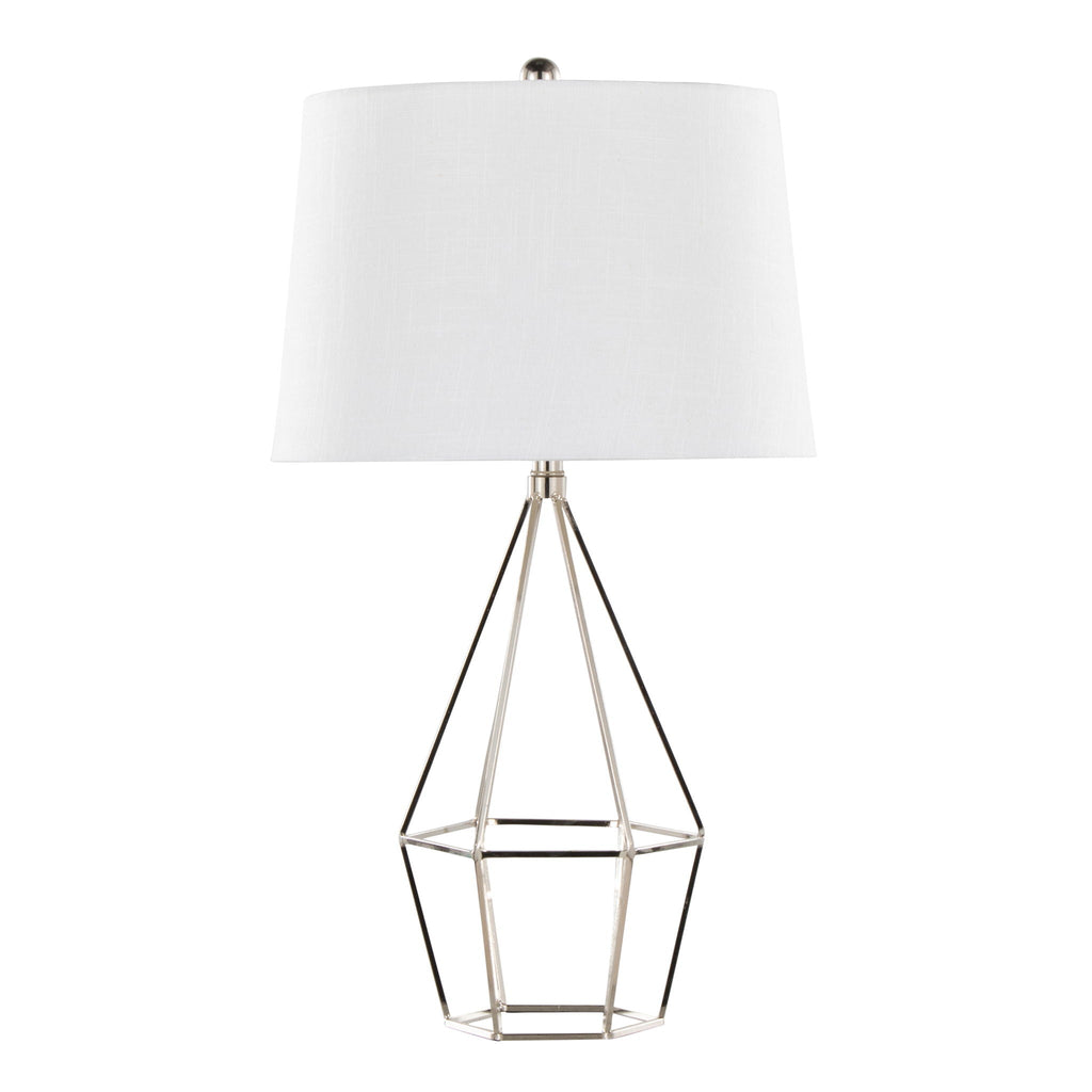Contemporary Table Lamp Set with Linen Shade - Polished Nickel / Black Satin