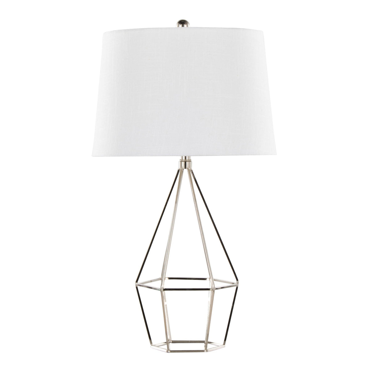 Contemporary Table Lamp Set with Linen Shade - Polished Nickel / Black Satin