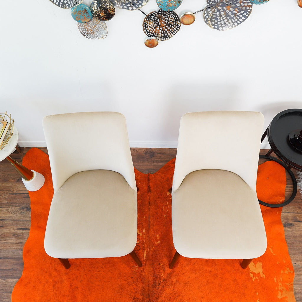 Mid-Century Dining Chair Set of 2 with Solid Wood Frame - Blue or Beige