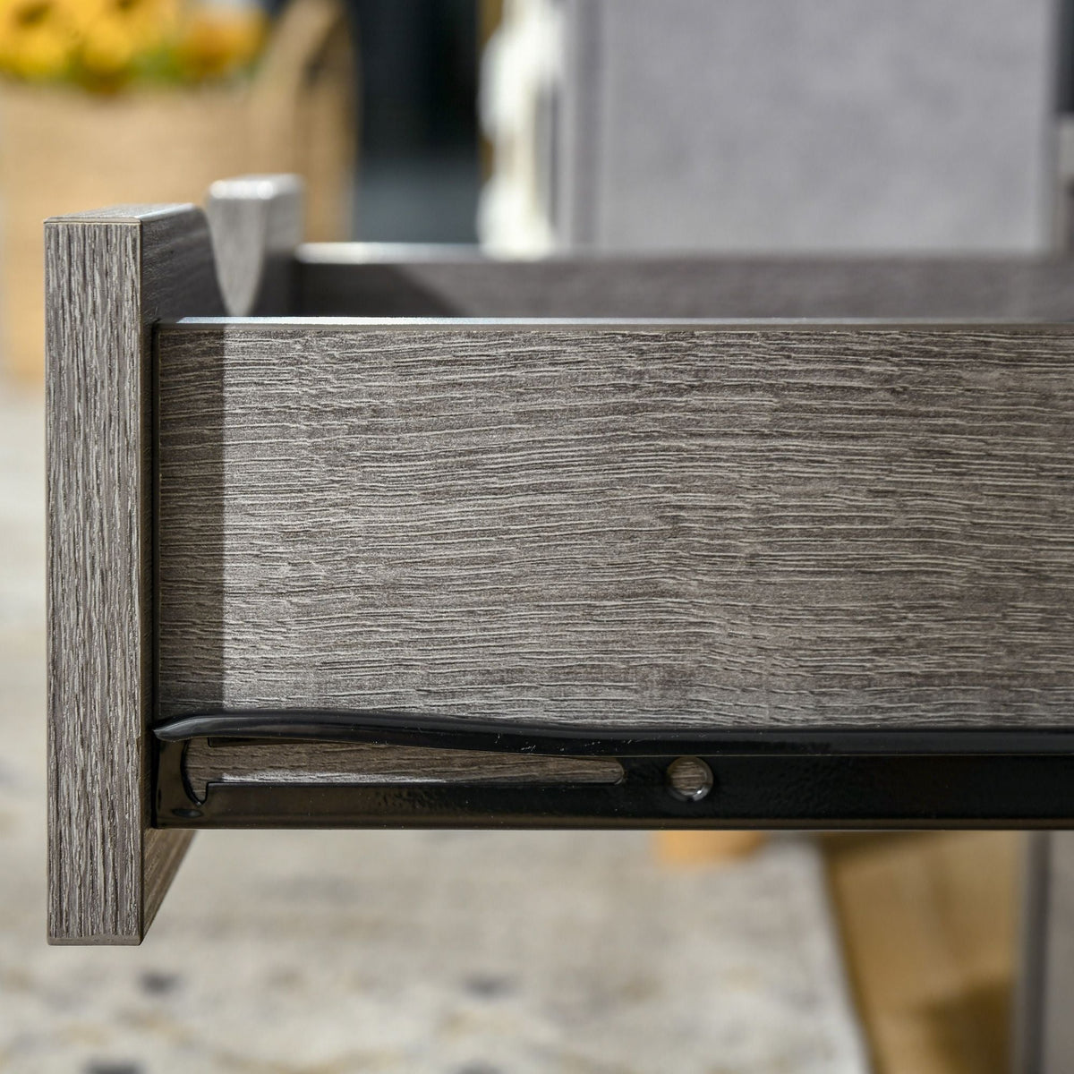 Nightstand with 2 Drawers, Industrial Side Table with Storage Shelf, Accent End Table for Bedroom, Living Room, Grey