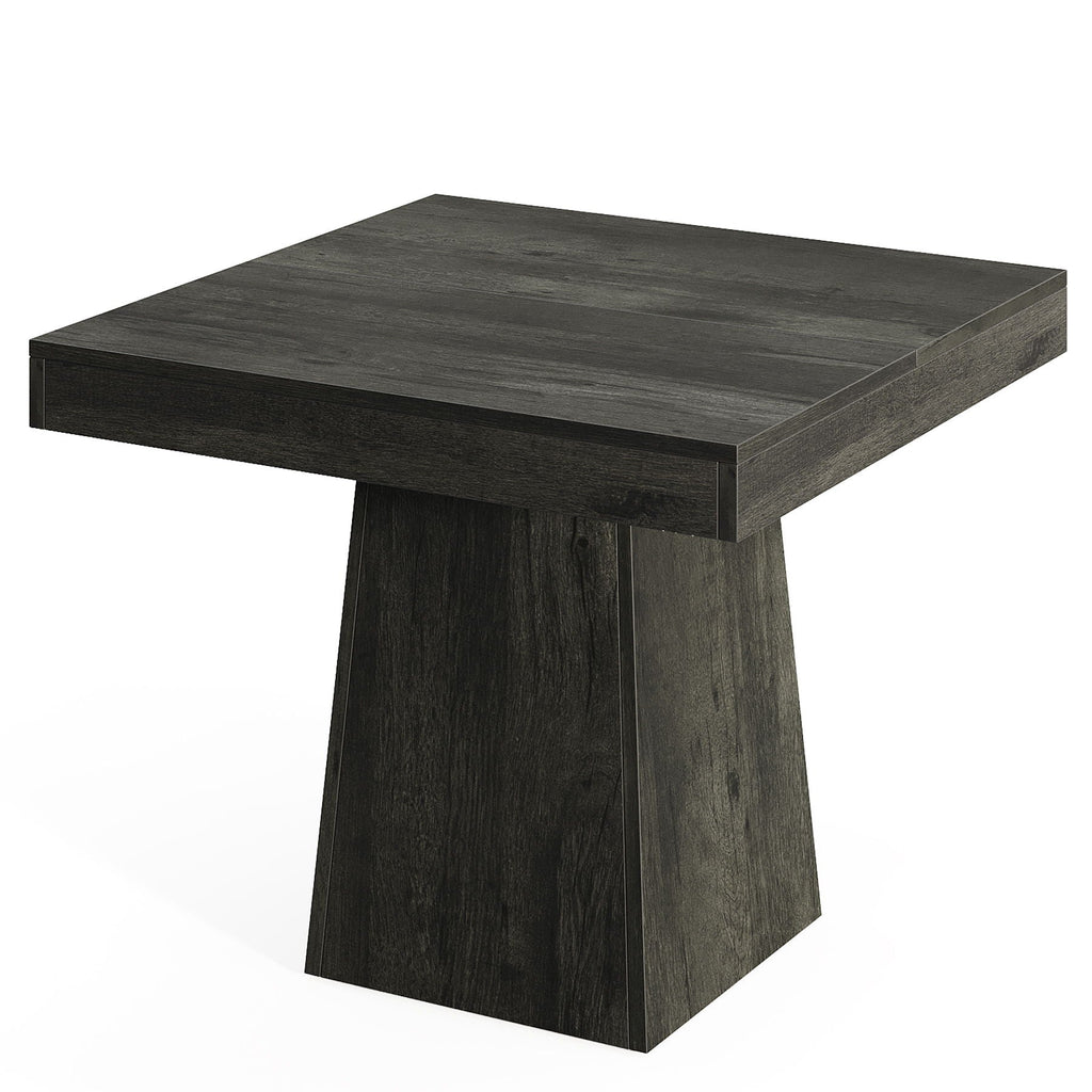 Square Dining Table for 4 with Thick Grain Top and Sturdy Pedestal Base - Gray