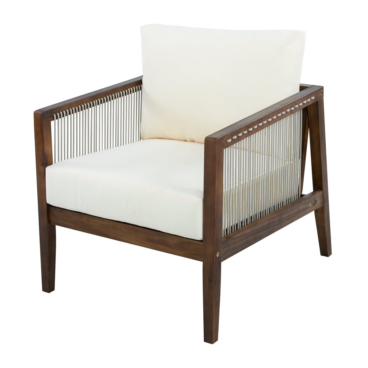 Outdoor Club Chairs (Set of 2) with Rope Back - Beige, Dark Brown or Teak