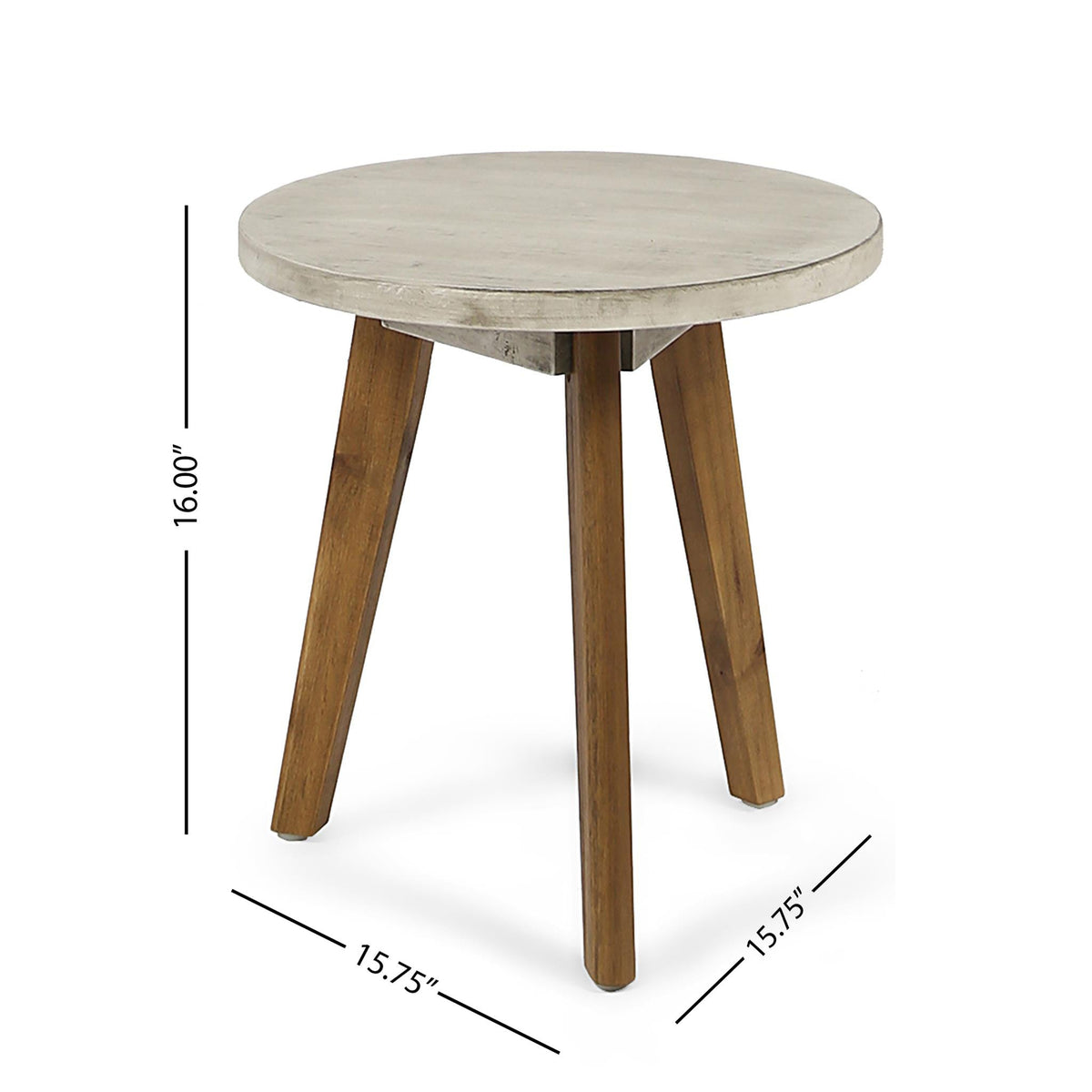 Acacia Wood Marina Side Table with Tripod Base - Gray or Light Gray