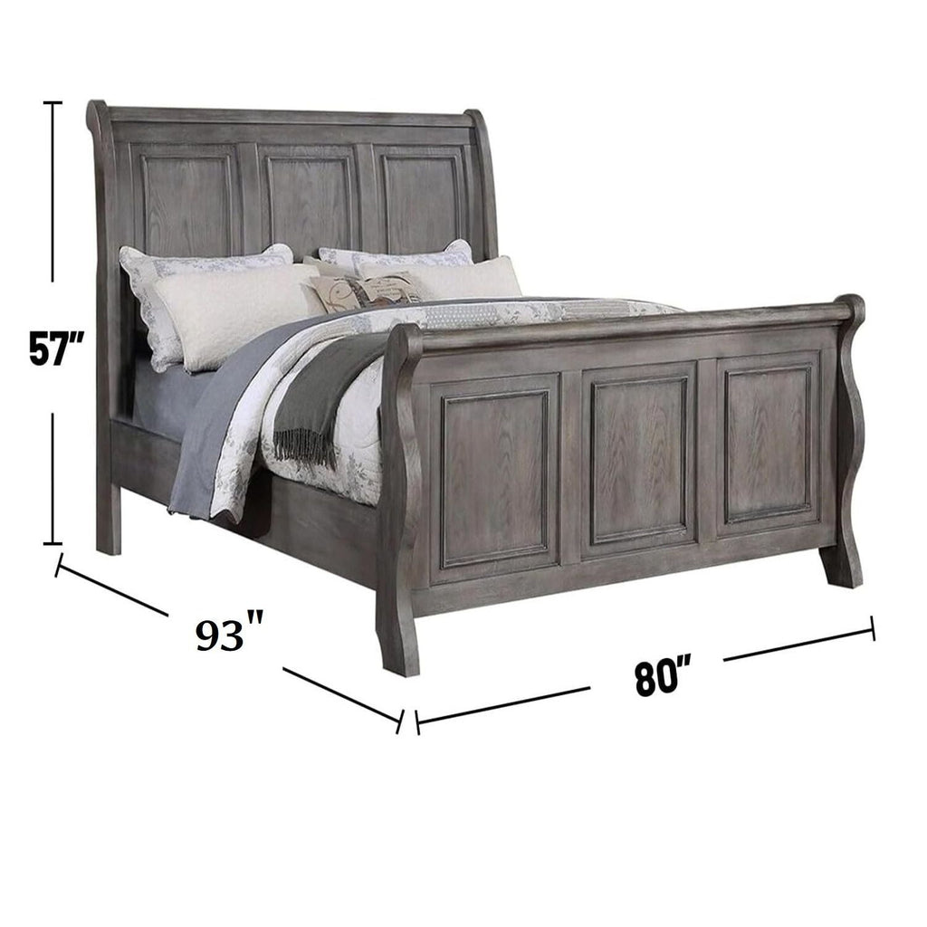 Panel 3 Piece Bedroom Set with Nightstands - Dark Gray or Dark Brown