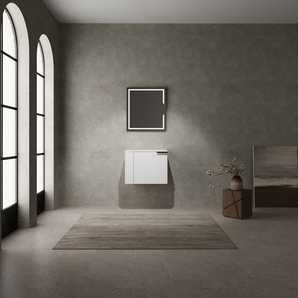 Modern Bathroom Vanity with Side Storage - Light Brown or White