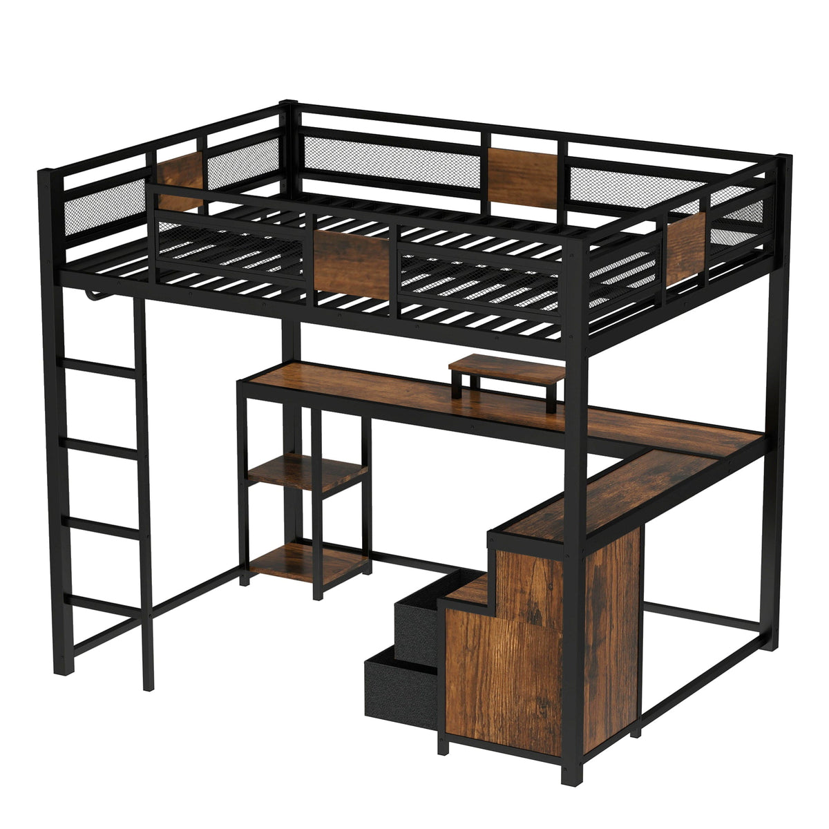 Queen Loft Bed with Desk and Storage - Space Saving Solution