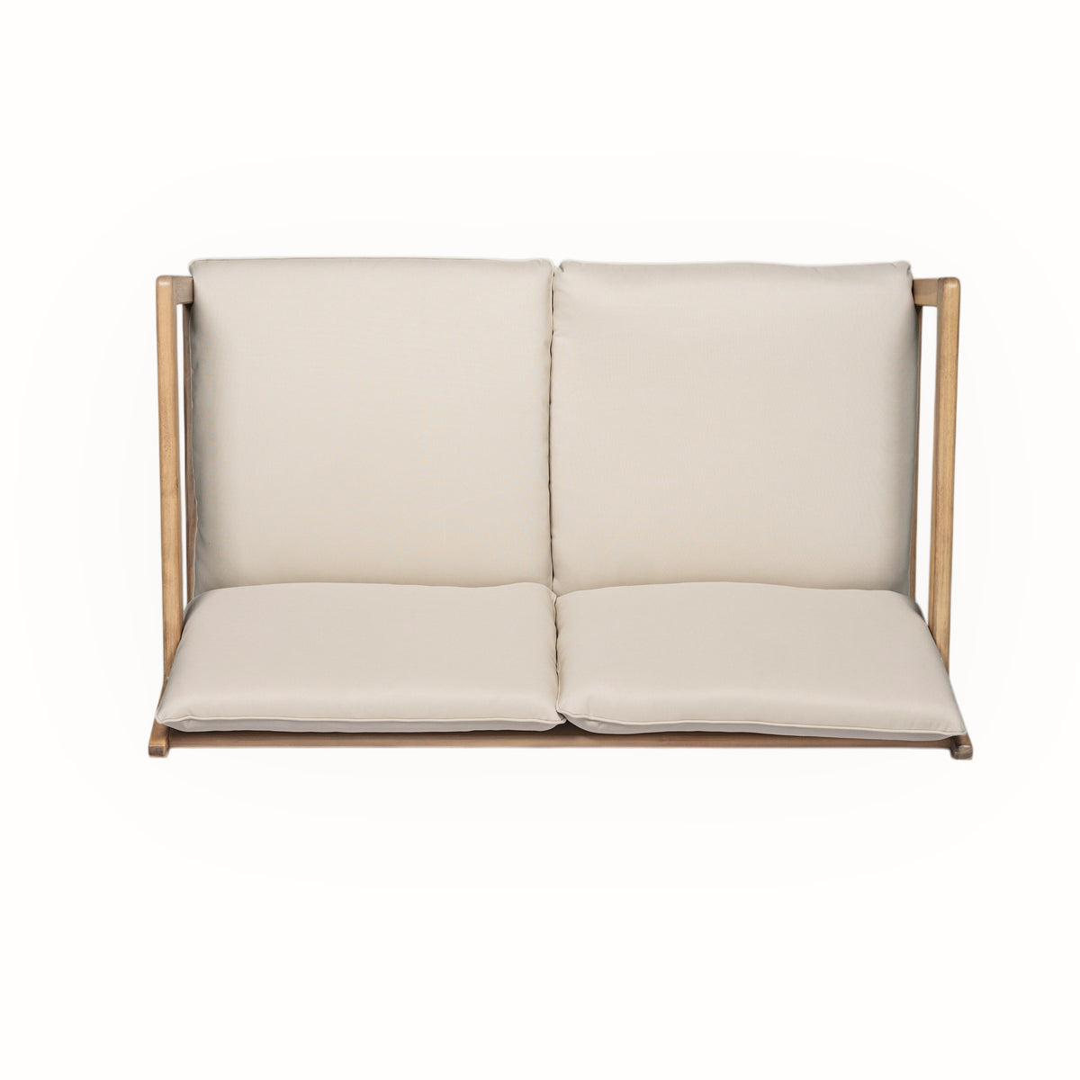Outdoor Acacia Wood Loveseat with Coffee Table - Light Teak Frame