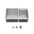 Stainless Steel Kitchen Sink with Double Bowl - Brushed Nickel