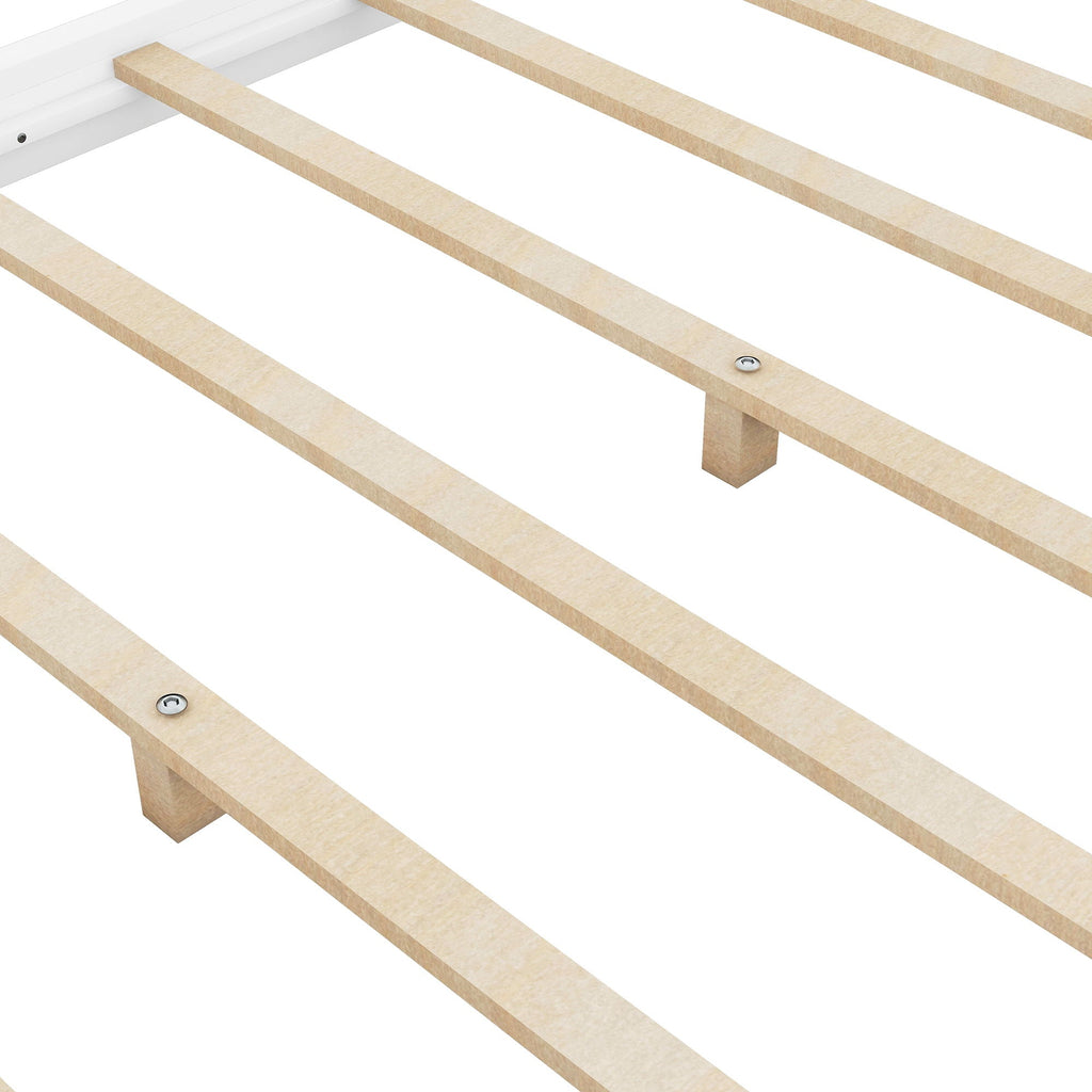Wood Canopy Platform Bed with Airflow Slats and Support Legs - White or Light Brown