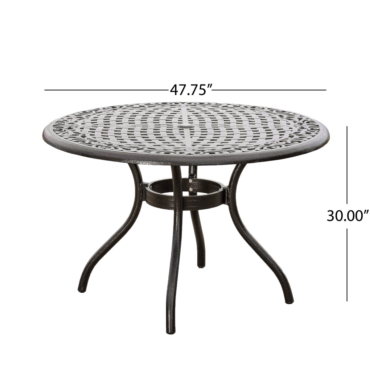 Phoenix 48in Round Patio Table with Lattice Design - Hammered Bronze