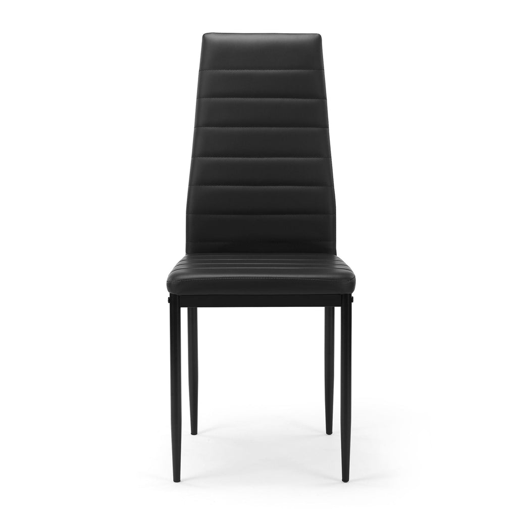 Black Dining Chair Set of 4 with PU Leather Upholstery
