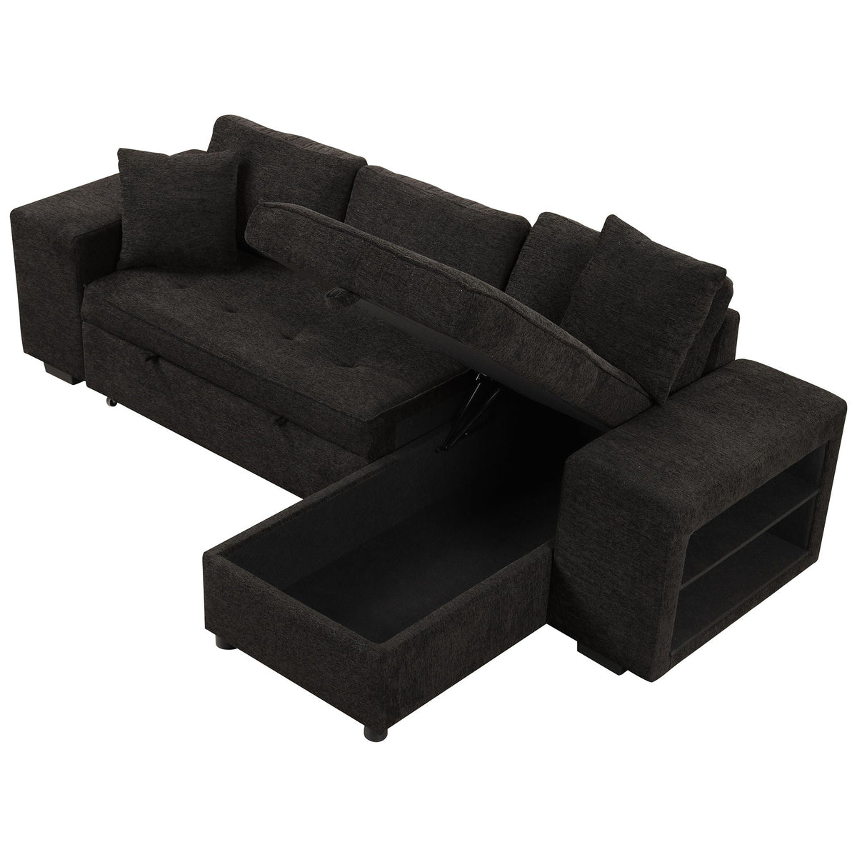 Reversible L-Shape Sleeper Sectional Sofa with Storage Chaise and 2 Stools - Multiple Colors