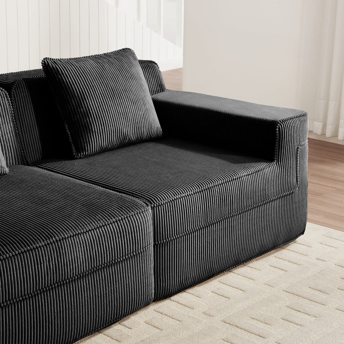 Corduroy Armless Sofa with Pillow - 41" Wide