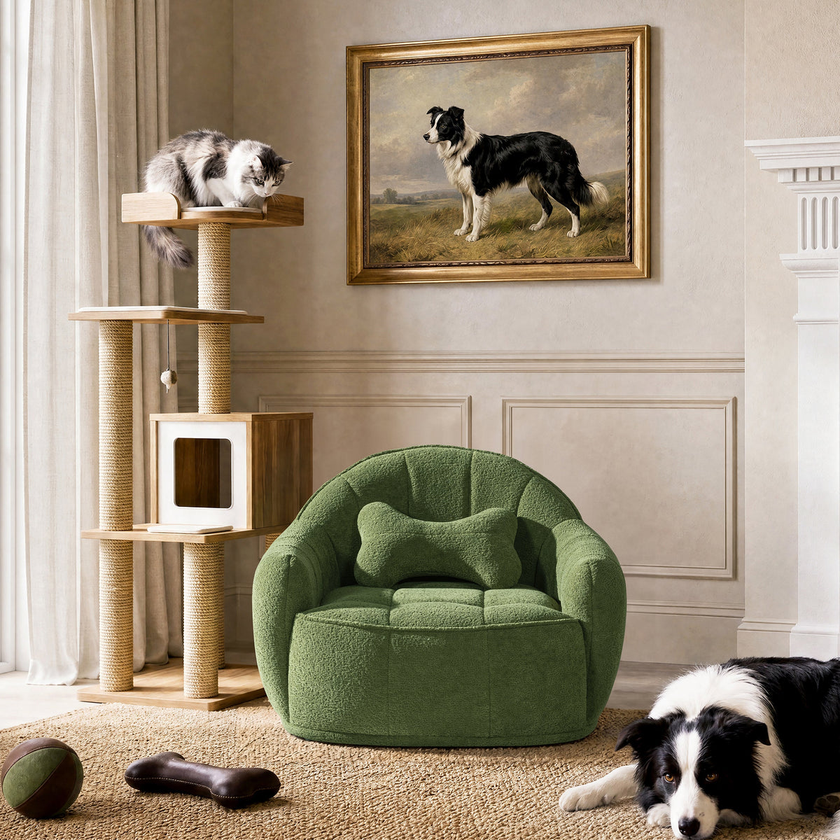 Louie 30.5" Dog Sofa Bed with Raised Armrests - Moss