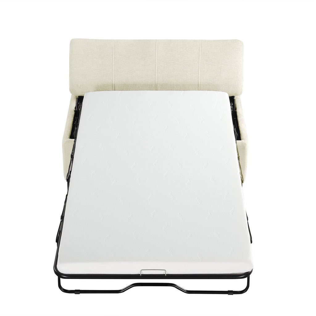 Twin Size Folding Ottoman Sleeper Bed with Mattress - Light Brown, Black, Dark Gray, White