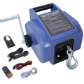 Reversible Electric 12V Trailer Winch with Galvanized Wire Rope - Blue