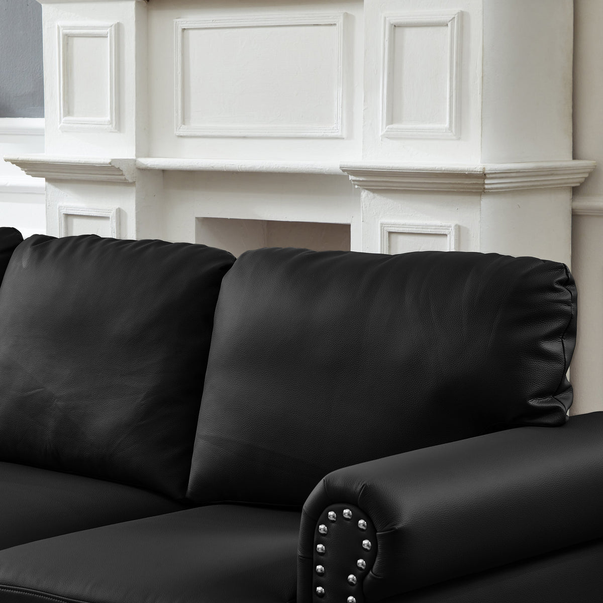 83" Modern Classic Sofa with Nailhead Detailing – Imitation Cowhide Leather