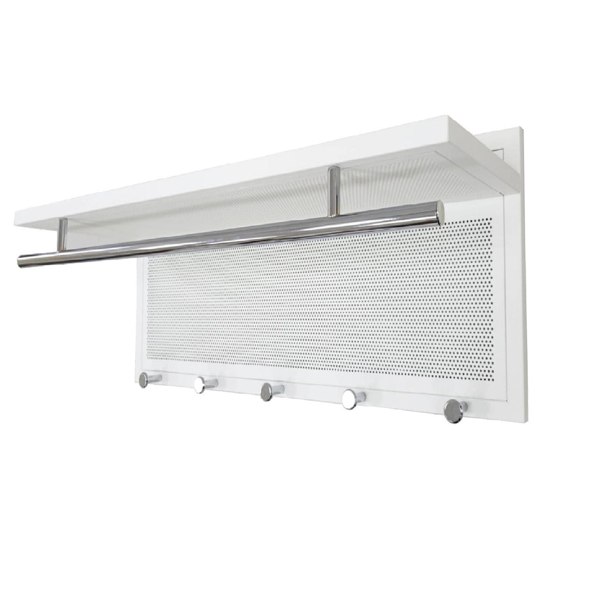 Powder Coated Metal Wall Mounted Coat Rack with Shelf - Multiple Colors