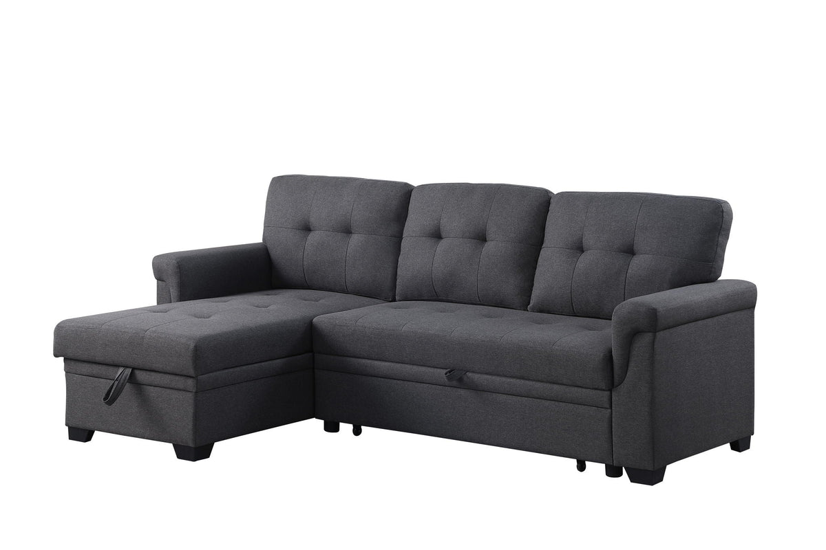 Lucca Reversible Sleeper Sectional Sofa With Storage Chaise