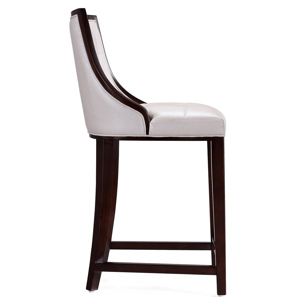 White Bar Height Stool with Solid Wood Frame - Traditional Design