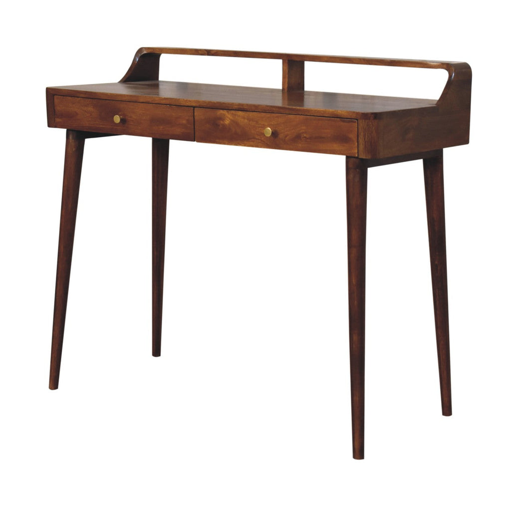 Elevated Chestnut Console Table with 2 Drawers and Nordic Legs - Chestnut