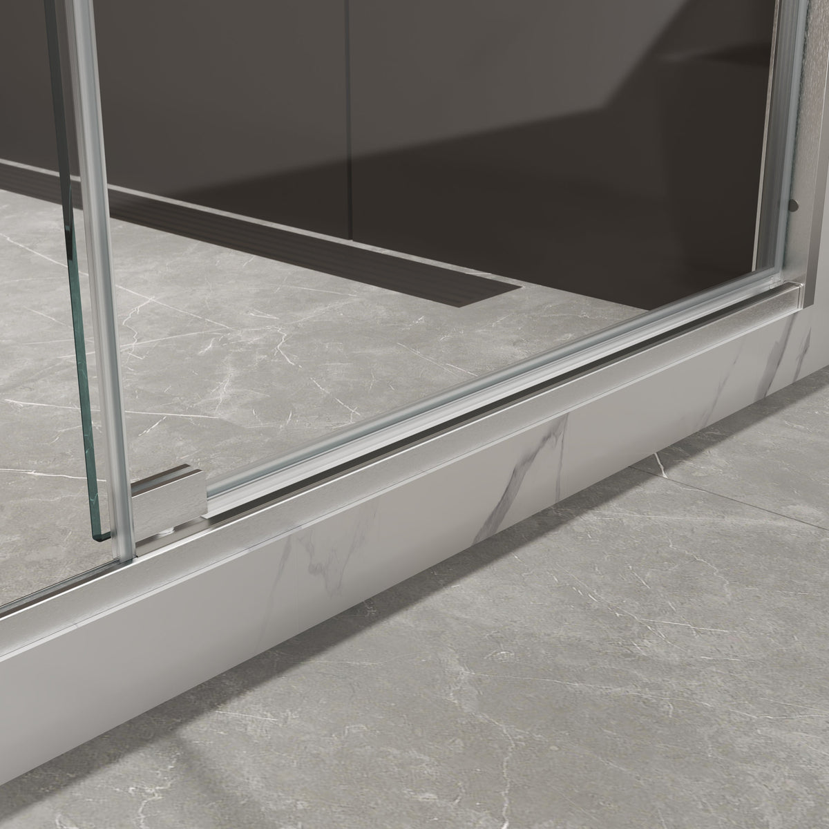 Pivot Shower Door with Tempered Glass and Soft-Close Hinge - Brushed Nickel