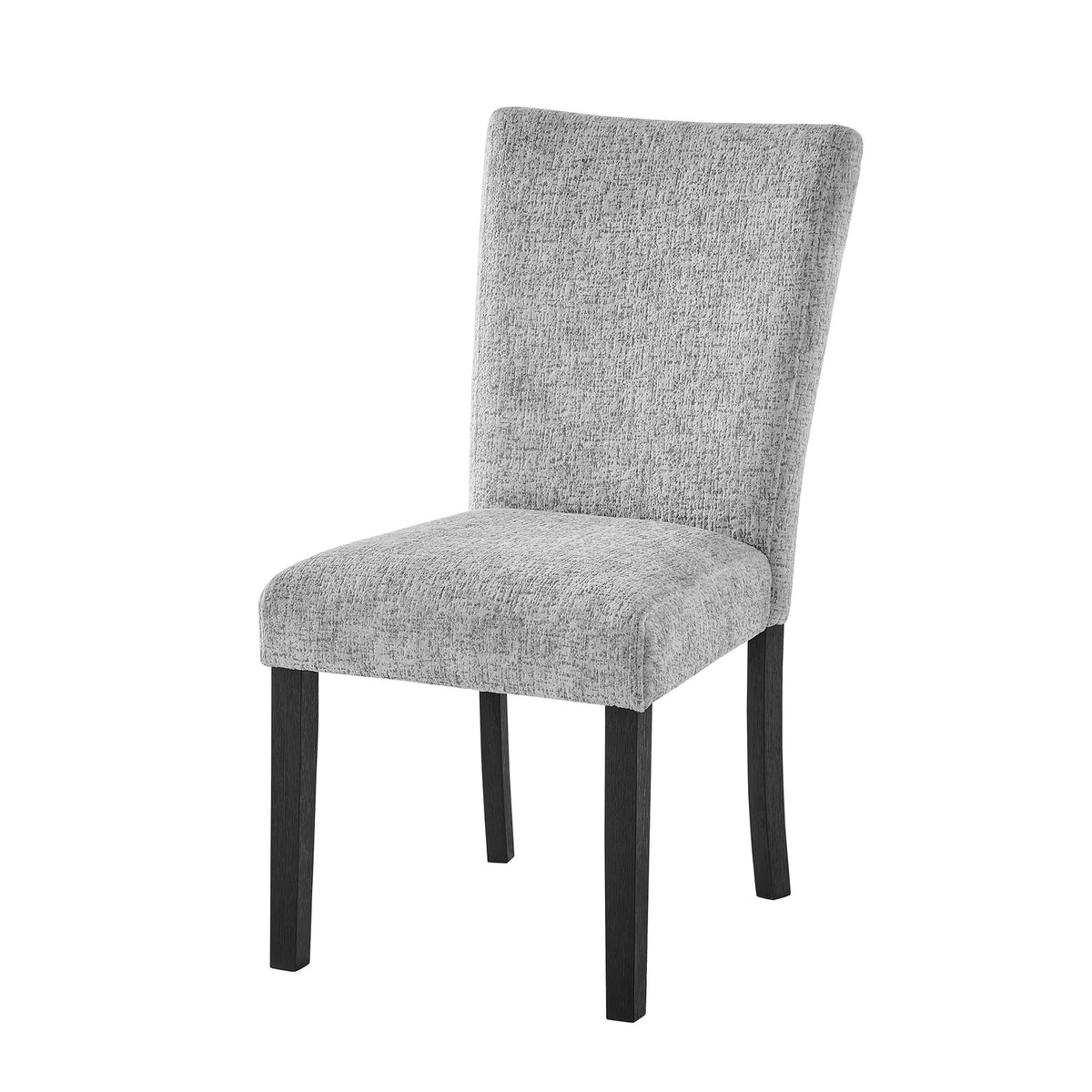 Gray Dining Chair Set with Solid Back - Fabric Upholstery