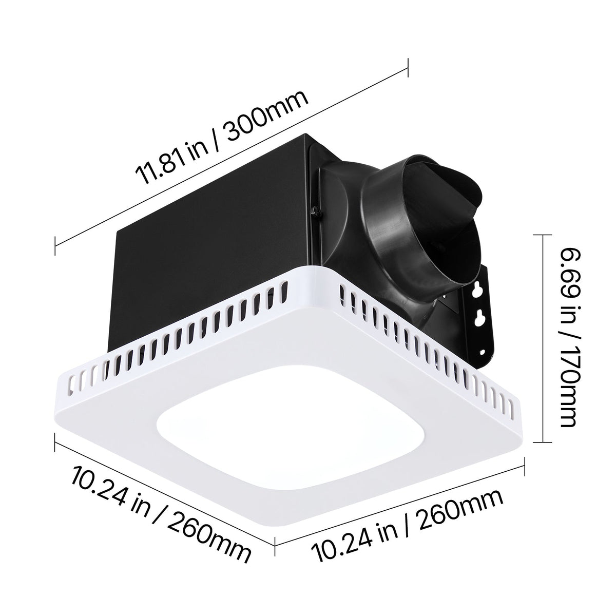 Bathroom Exhaust Fan with Adjustable LED Light - White