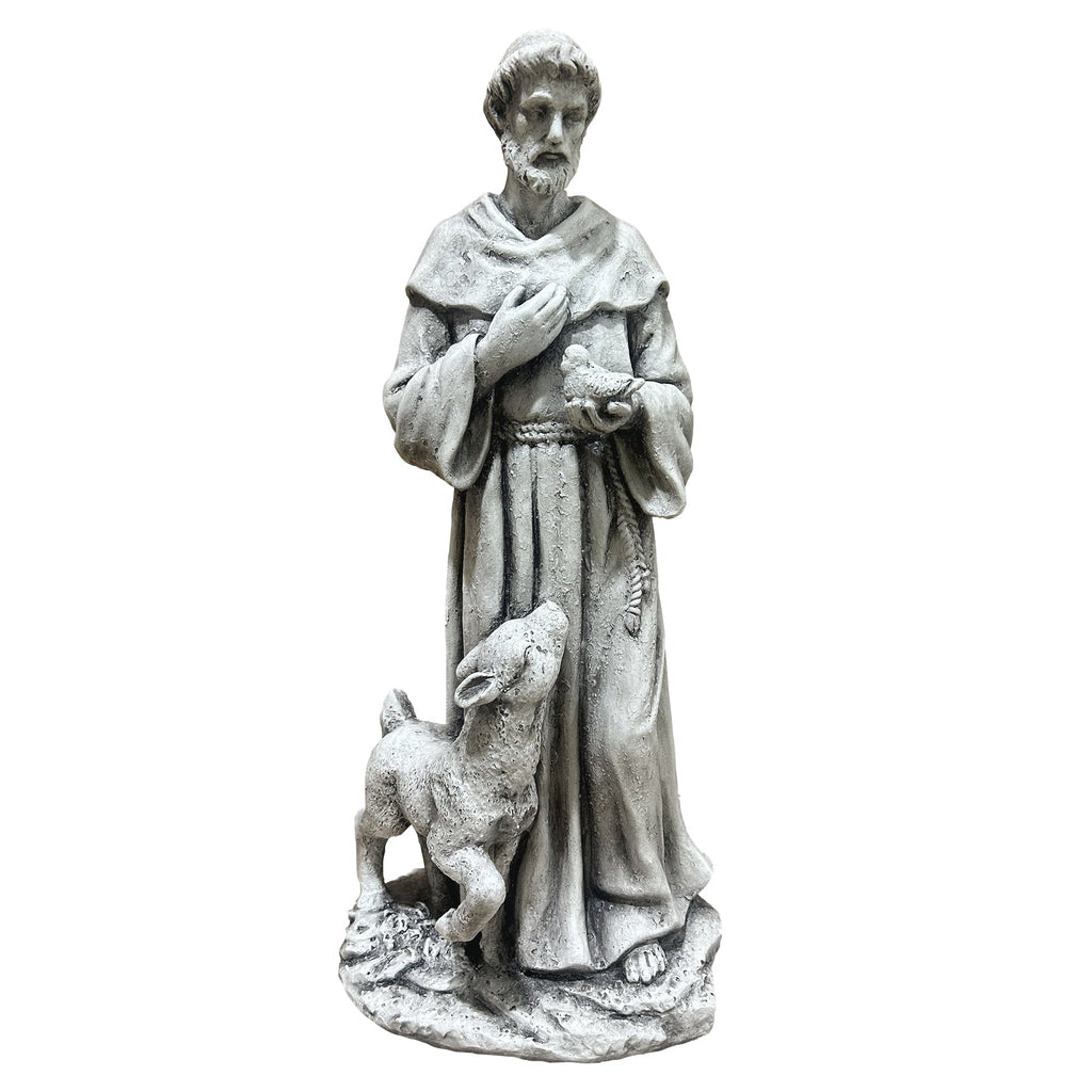 Magnesium Oxide Saint Statue with Lamb - Weatherproof Religious Sculpture