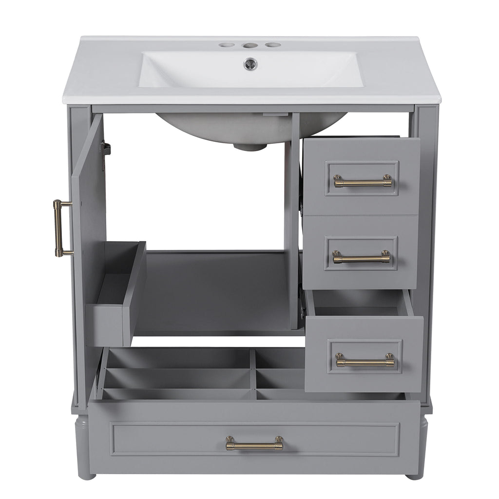 Traditional Bathroom Vanity Set with Soft Close Doors - Multiple Colors